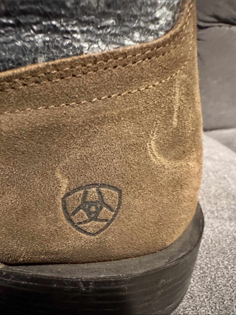 Ariat Brown Suede & Gray Camo Men’s Western Boots - Picture 6 of 8